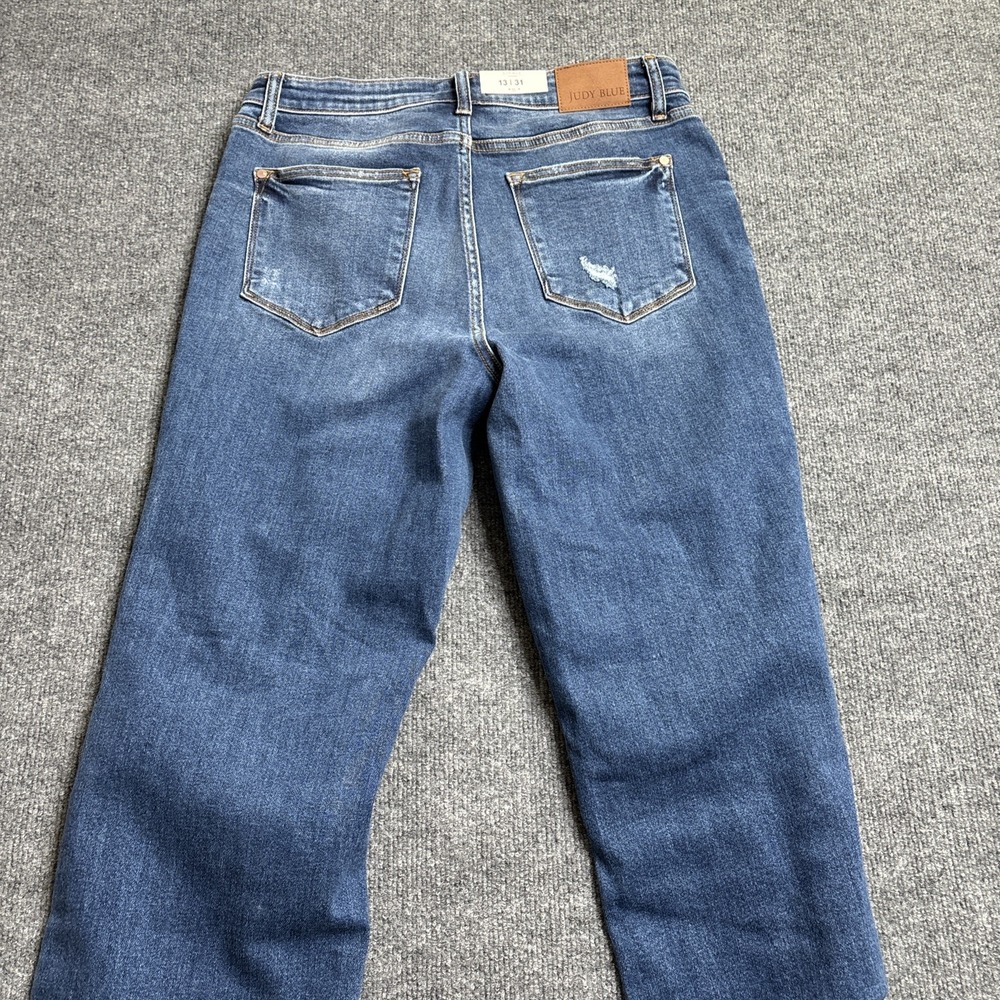 Judy Blue Jeans Women's Size 13 31 Blue Dad Jean Mid Rise Distressed Medium Wash - Picture 8 of 11